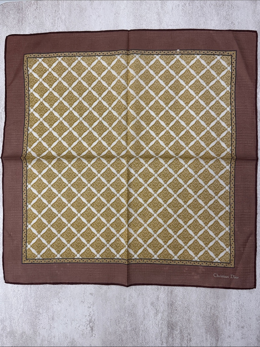 Dior Brown and Gold Patterned cotton wool Scarf